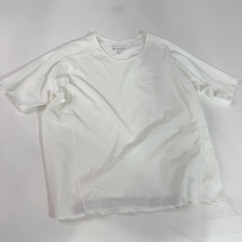 Coolibar Shirt Mens 2XL White UPF 50 Sun Protection Polyester‎ Athletic Tee